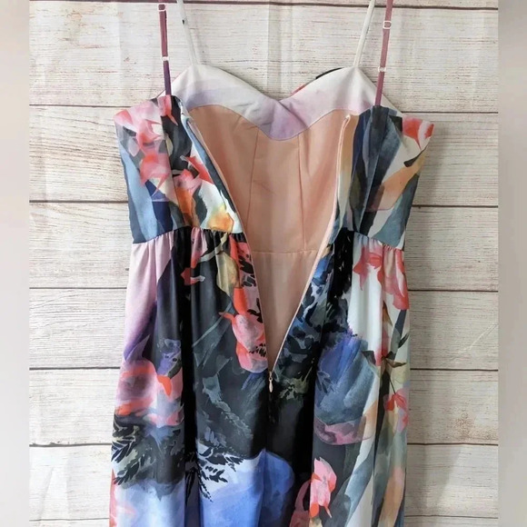 Corey Lynn Calter Size 0 Knee Length Spaghetti Strap Dress Daybreak Floral Lined - Picture 10 of 12